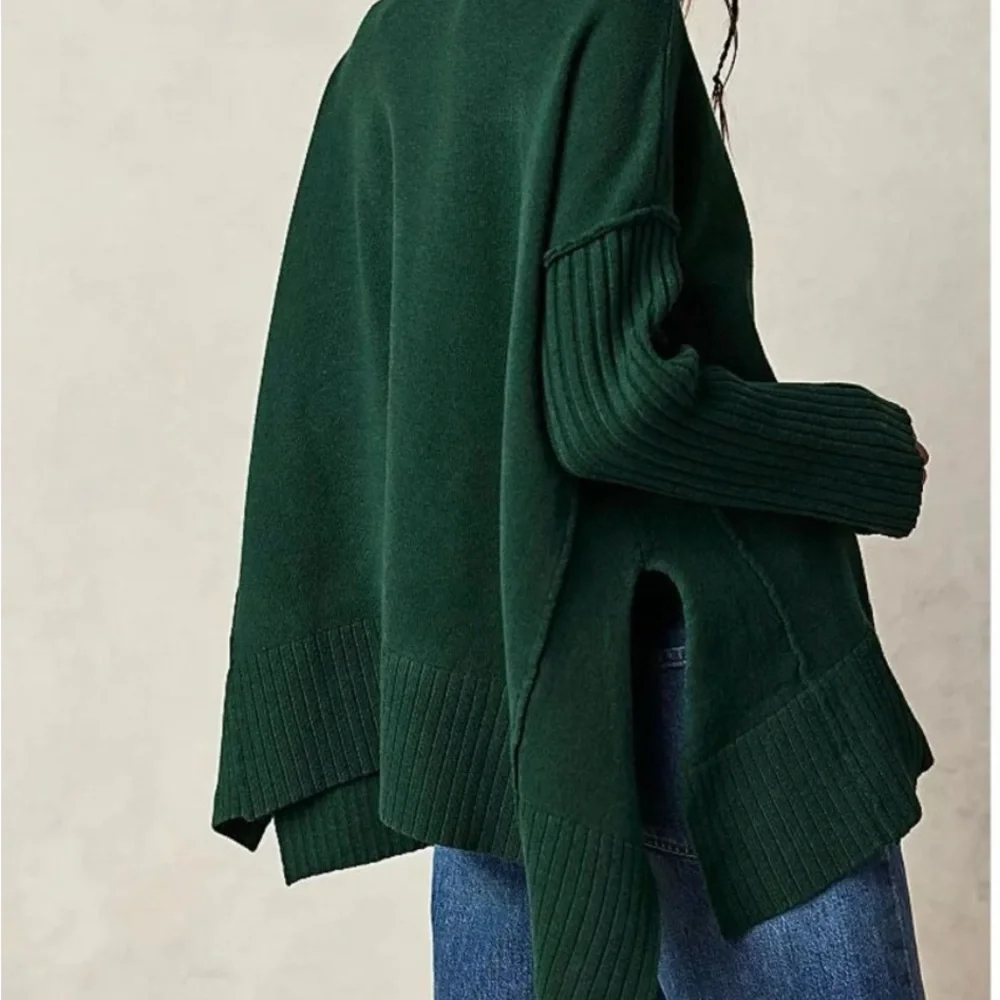 NWT Free People‎ Orion A-Line Long Sleeve Tunic Sweater, $148, Green Forest